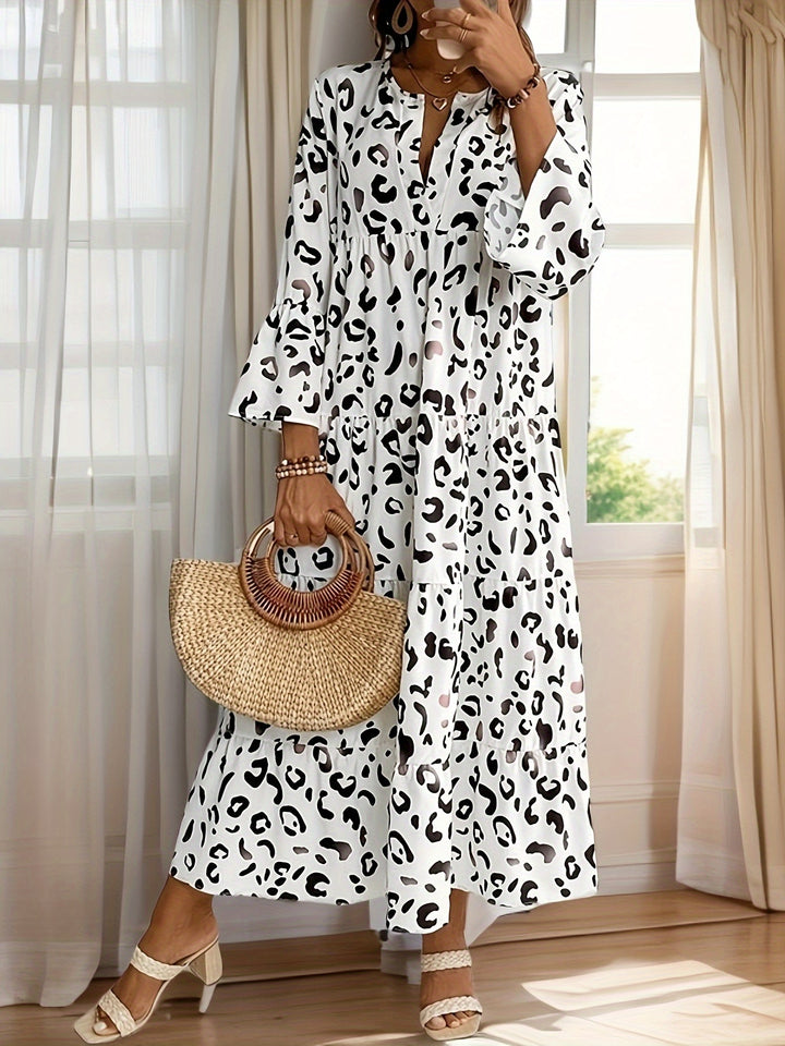 Morrene | Leopard V-Neck Maxi Dress
