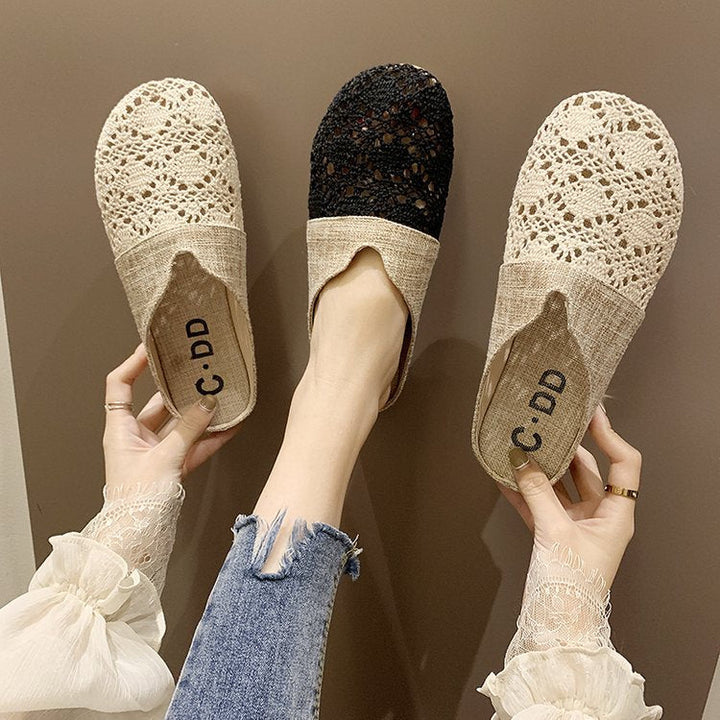 Women's comfortable and airy clogs with artistic crochet design