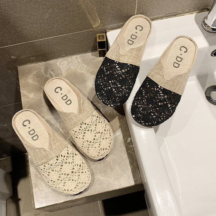 Women's comfortable and airy clogs with artistic crochet design