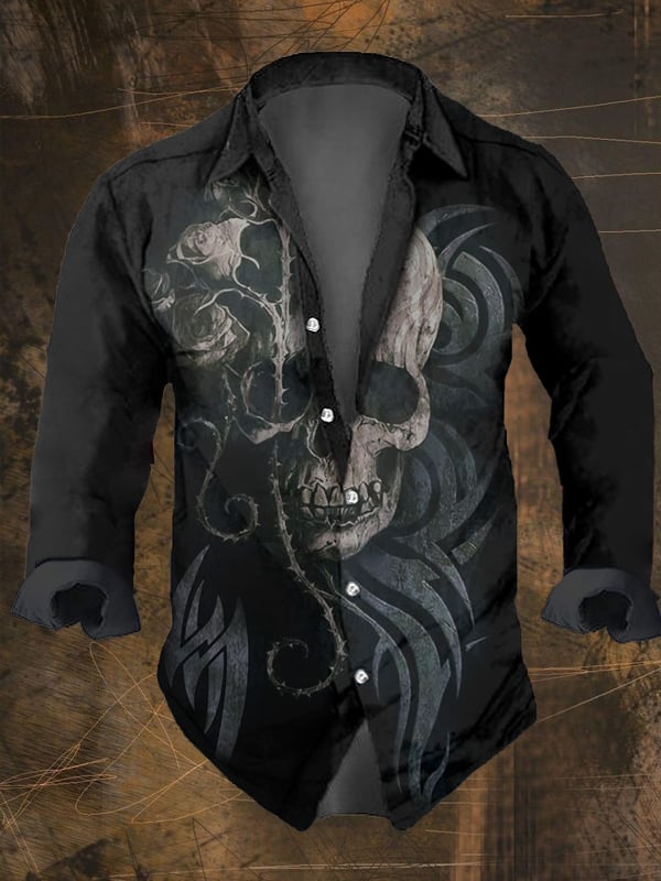 Zion | Men's Shirt with Vintage Dark Skull Print