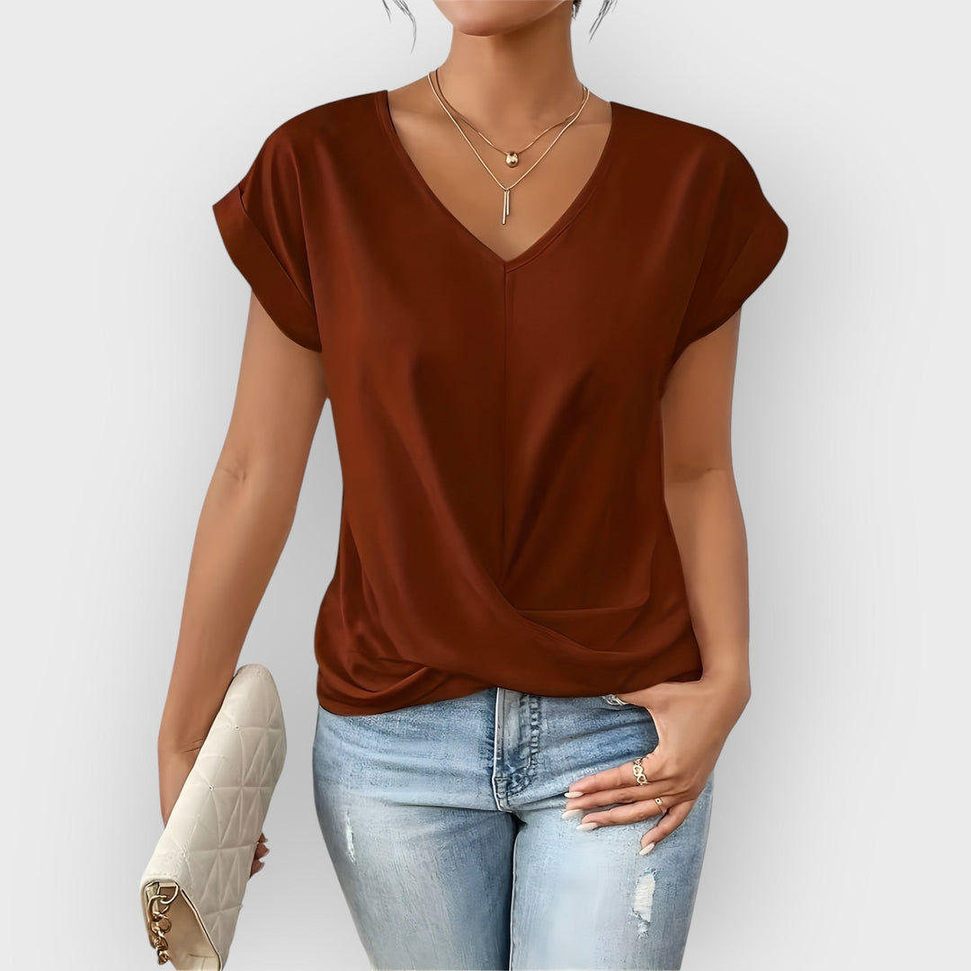 Maia -  V-Neck Tie Front Top