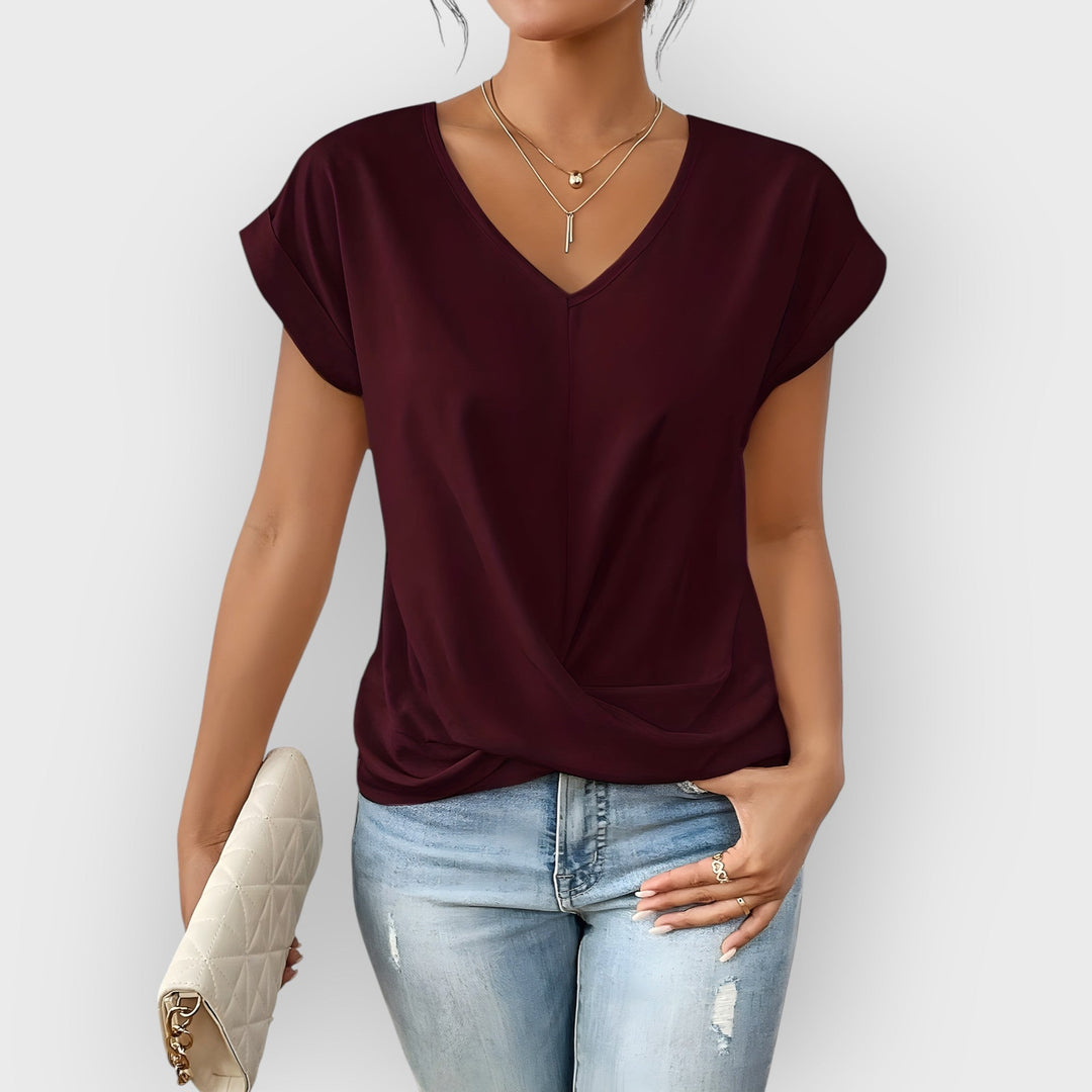 Maia -  V-Neck Tie Front Top