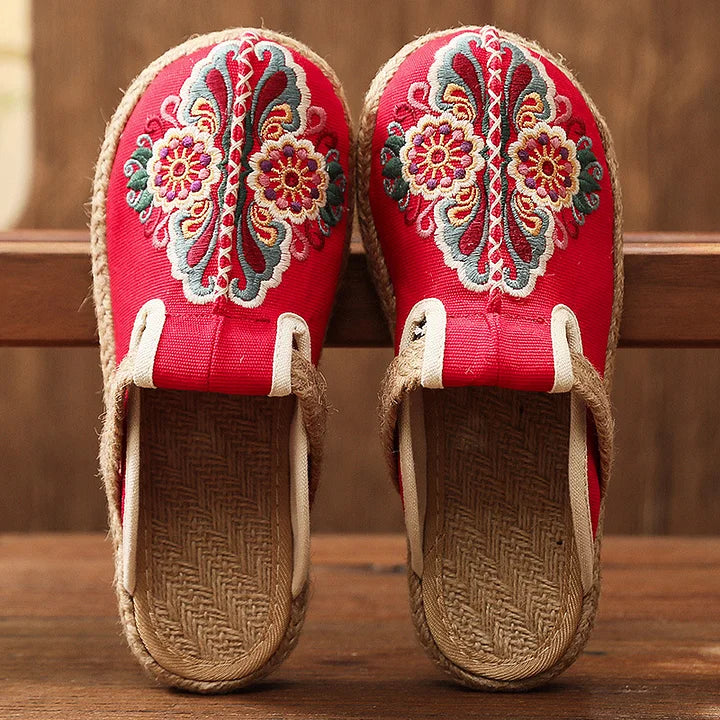 Katy - Handmade cotton floral pattern mules