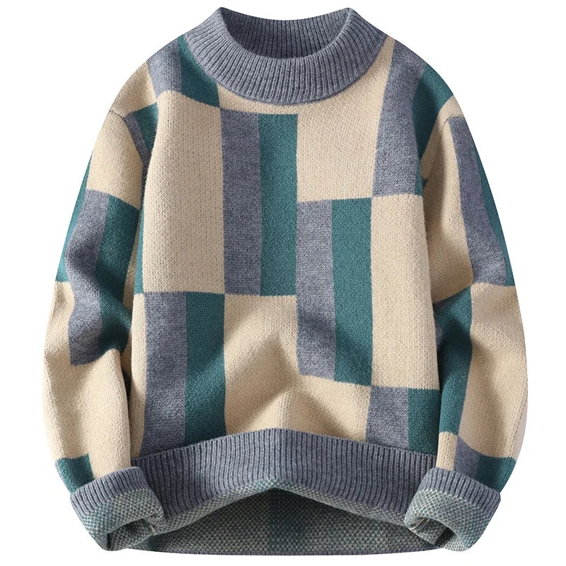 George | Mock neck and plaid pattern sweater for men