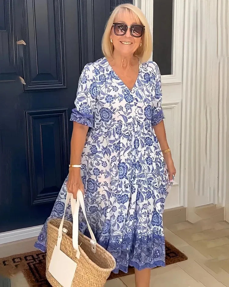 Cynthia | Elegant Floral Midi Spring & Summer Dress