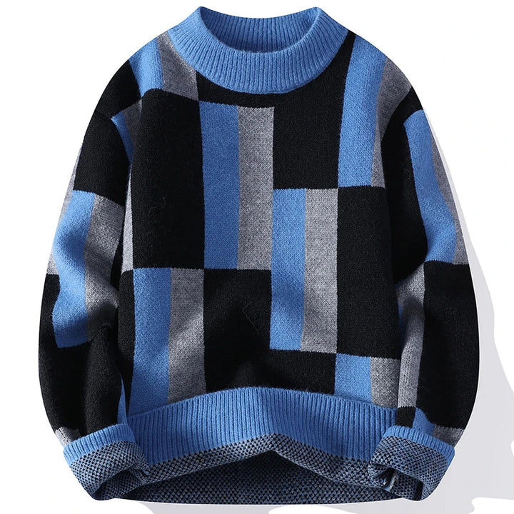 George | Mock neck and plaid pattern sweater for men