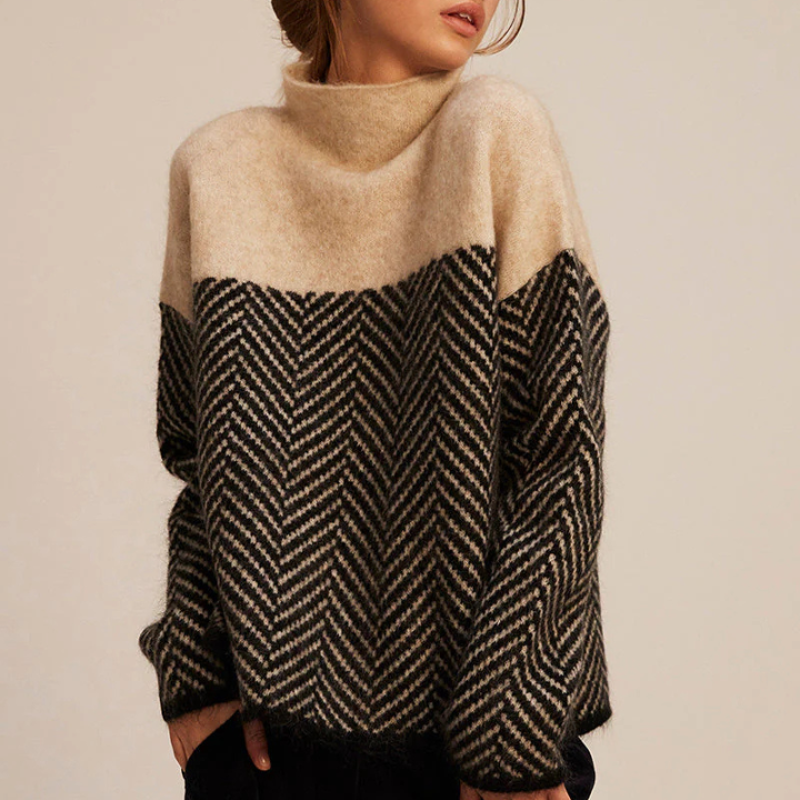 Dory™ | Two-tone cotton turtleneck sweater