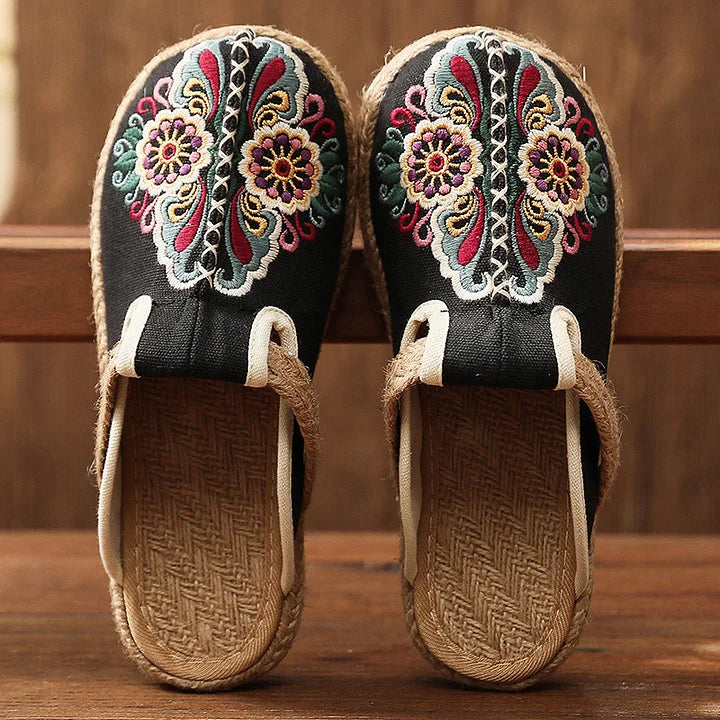 Katy - Handmade cotton floral pattern mules