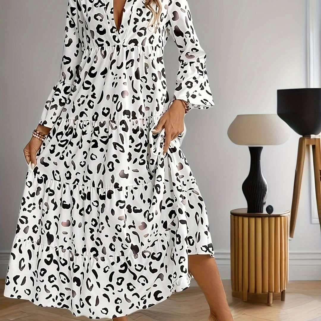 Morrene | Leopard V-Neck Maxi Dress