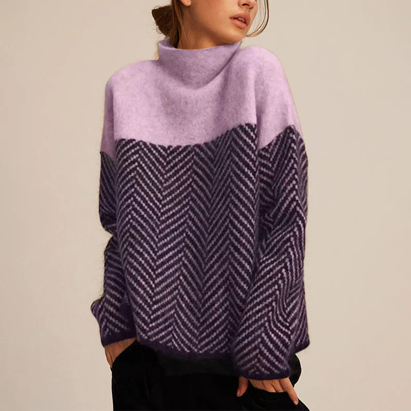 Dory™ | Two-tone cotton turtleneck sweater