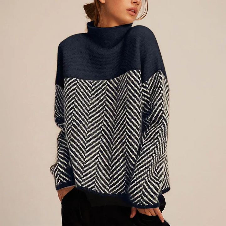 Dory™ | Two-tone cotton turtleneck sweater