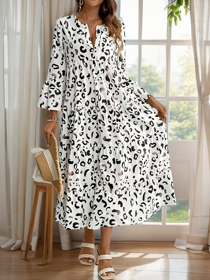 Morrene | Leopard V-Neck Maxi Dress