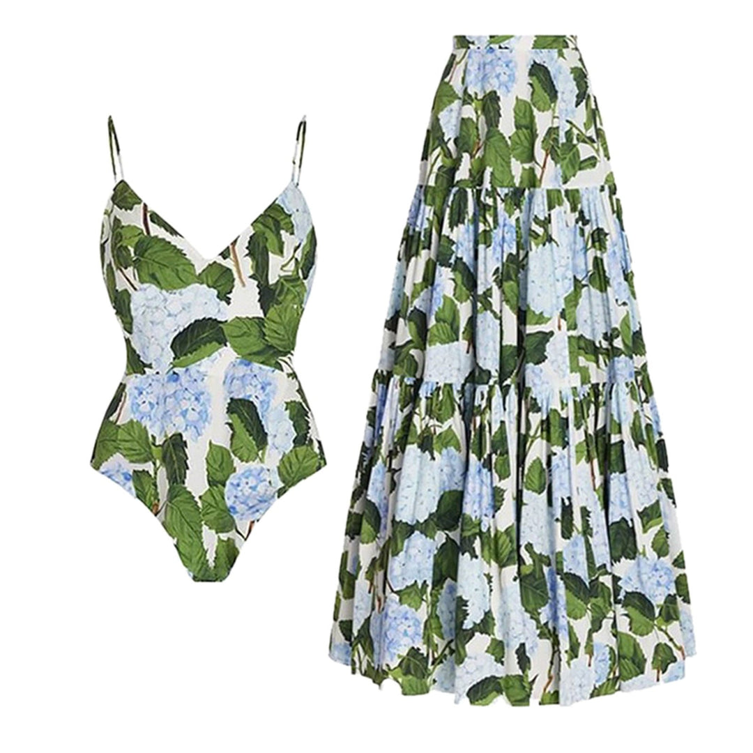 Scarlett™ - Stylish Floral Swimsuit With Skirt