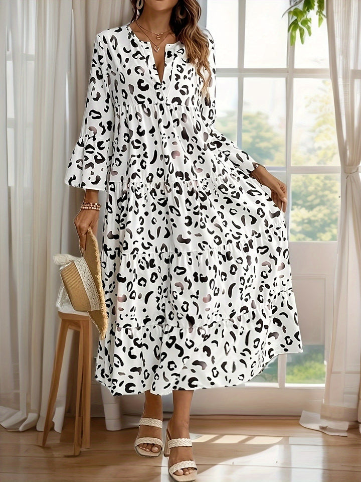 Morrene | Leopard V-Neck Maxi Dress