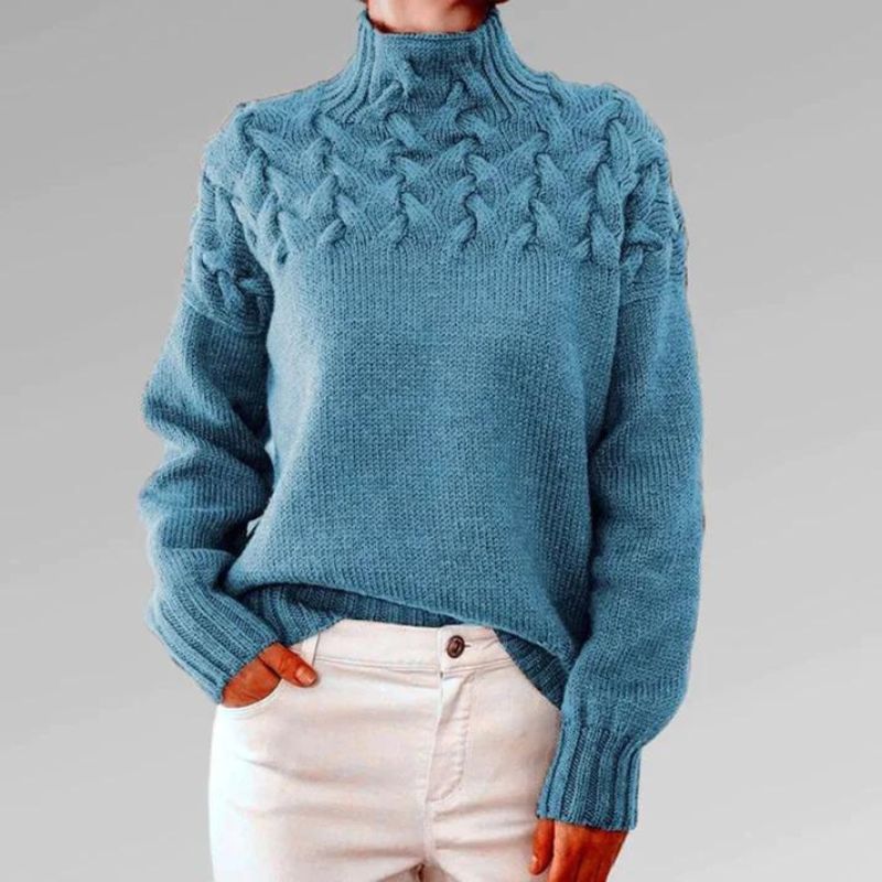 Babette™ | Cozy knitted sweater with a turtleneck and chunky cable-knit pattern