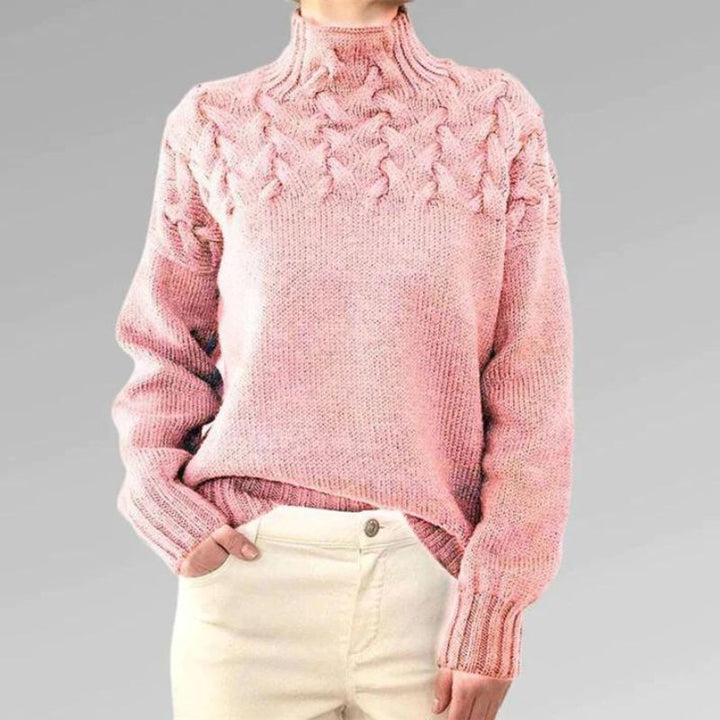 Babette™ | Cozy knitted sweater with a turtleneck and chunky cable-knit pattern