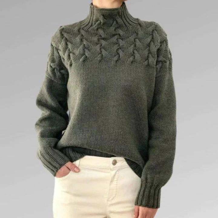 Babette™ | Cozy knitted sweater with a turtleneck and chunky cable-knit pattern