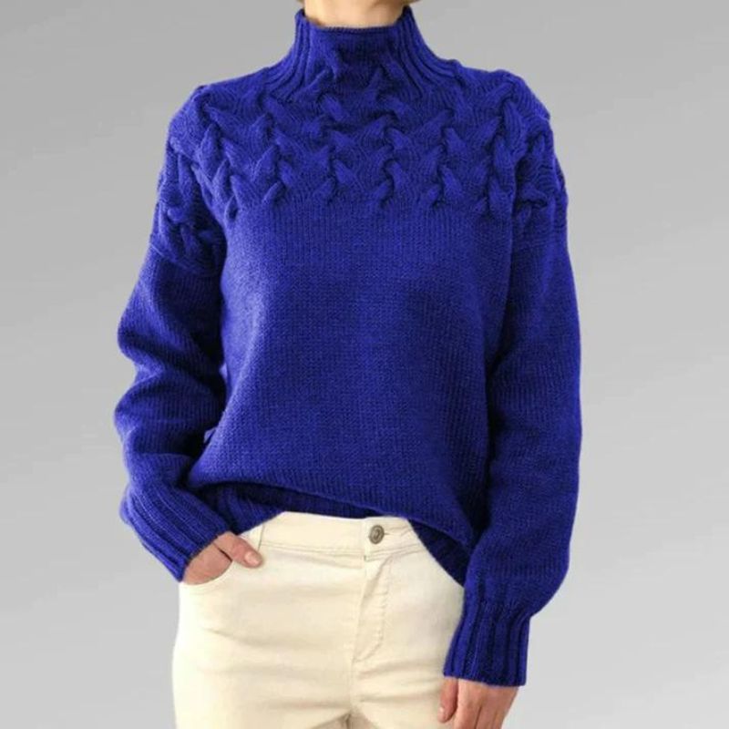 Babette™ | Cozy knitted sweater with a turtleneck and chunky cable-knit pattern