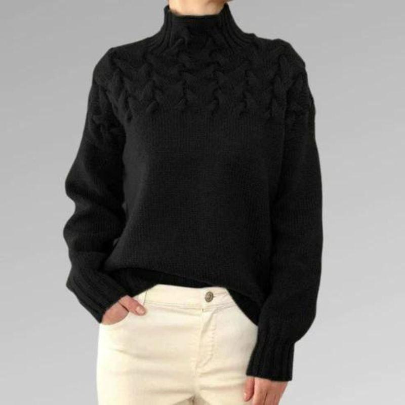 Babette™ | Cozy knitted sweater with a turtleneck and chunky cable-knit pattern