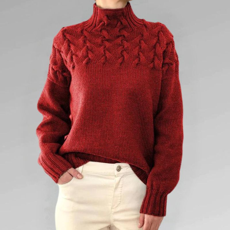 Babette™ | Cozy knitted sweater with a turtleneck and chunky cable-knit pattern