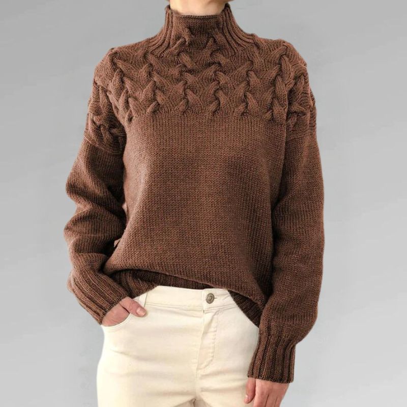 Babette™ | Cozy knitted sweater with a turtleneck and chunky cable-knit pattern